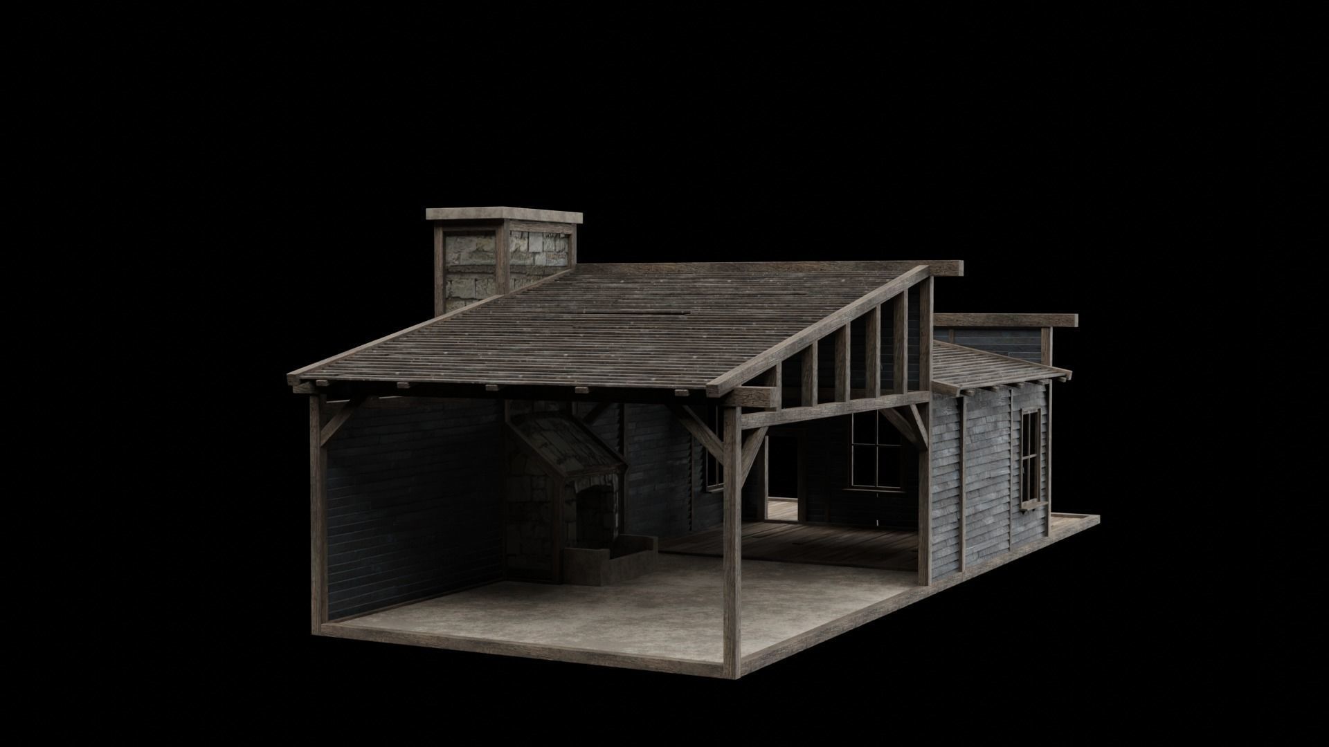 WILD WEST WAREHOUSE WORKSHOP SHED BARN STORAGE COLLECTION Low-poly 3D model_21