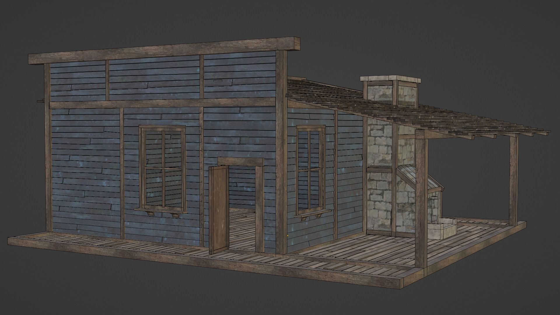 WILD WEST WAREHOUSE WORKSHOP SHED BARN STORAGE COLLECTION Low-poly 3D model_34