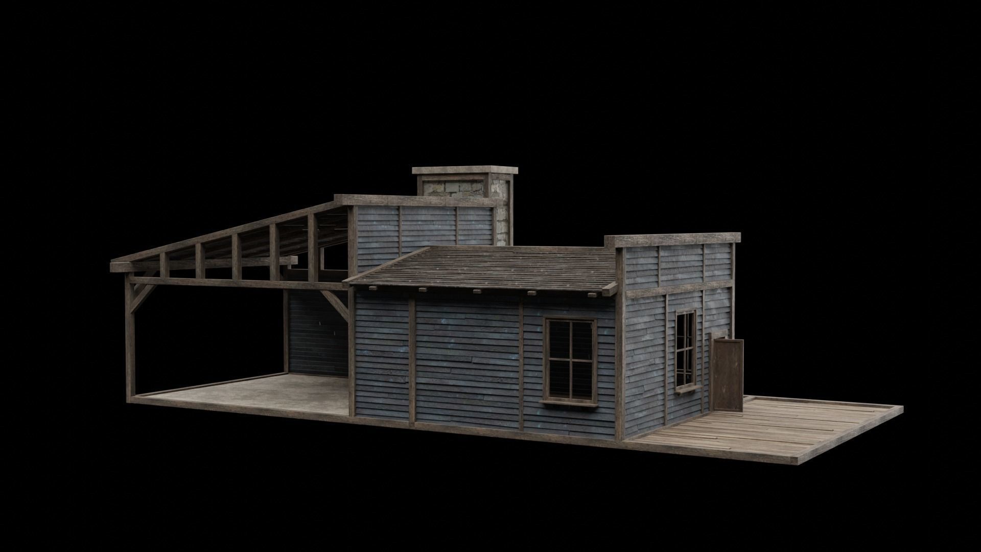 WILD WEST WAREHOUSE WORKSHOP SHED BARN STORAGE COLLECTION Low-poly 3D model_22
