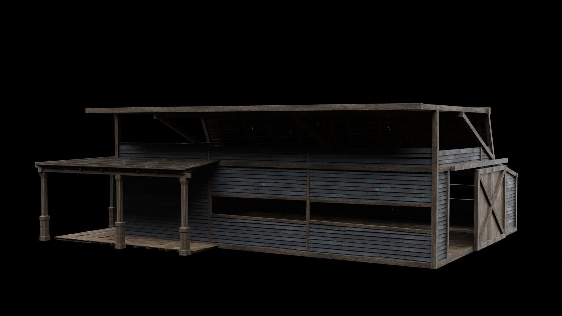 WILD WEST WAREHOUSE WORKSHOP SHED BARN STORAGE COLLECTION Low-poly 3D model_50