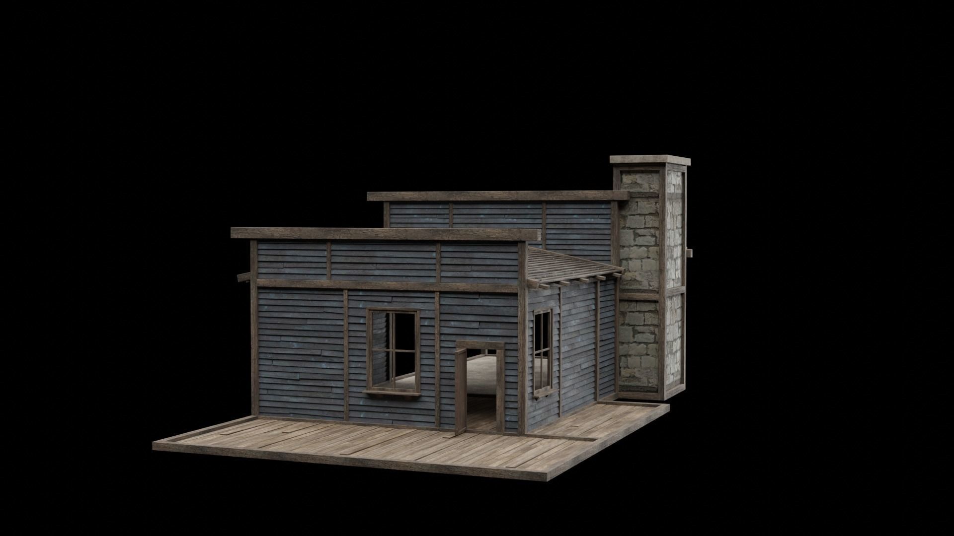 WILD WEST WAREHOUSE WORKSHOP SHED BARN STORAGE COLLECTION Low-poly 3D model_19
