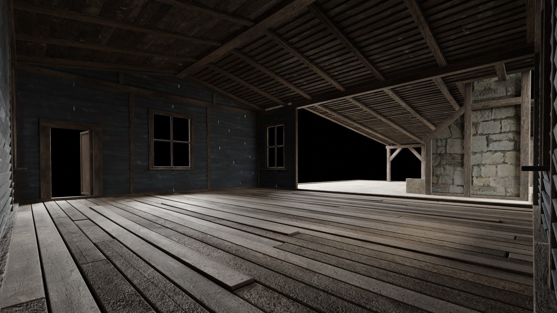 WILD WEST WAREHOUSE WORKSHOP SHED BARN STORAGE COLLECTION Low-poly 3D model_28