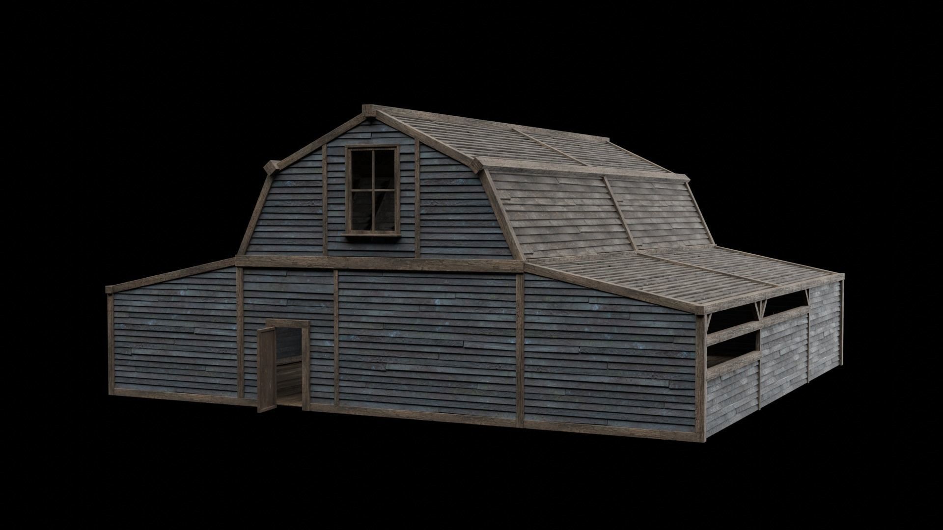WILD WEST WAREHOUSE WORKSHOP SHED BARN STORAGE COLLECTION Low-poly 3D model_3