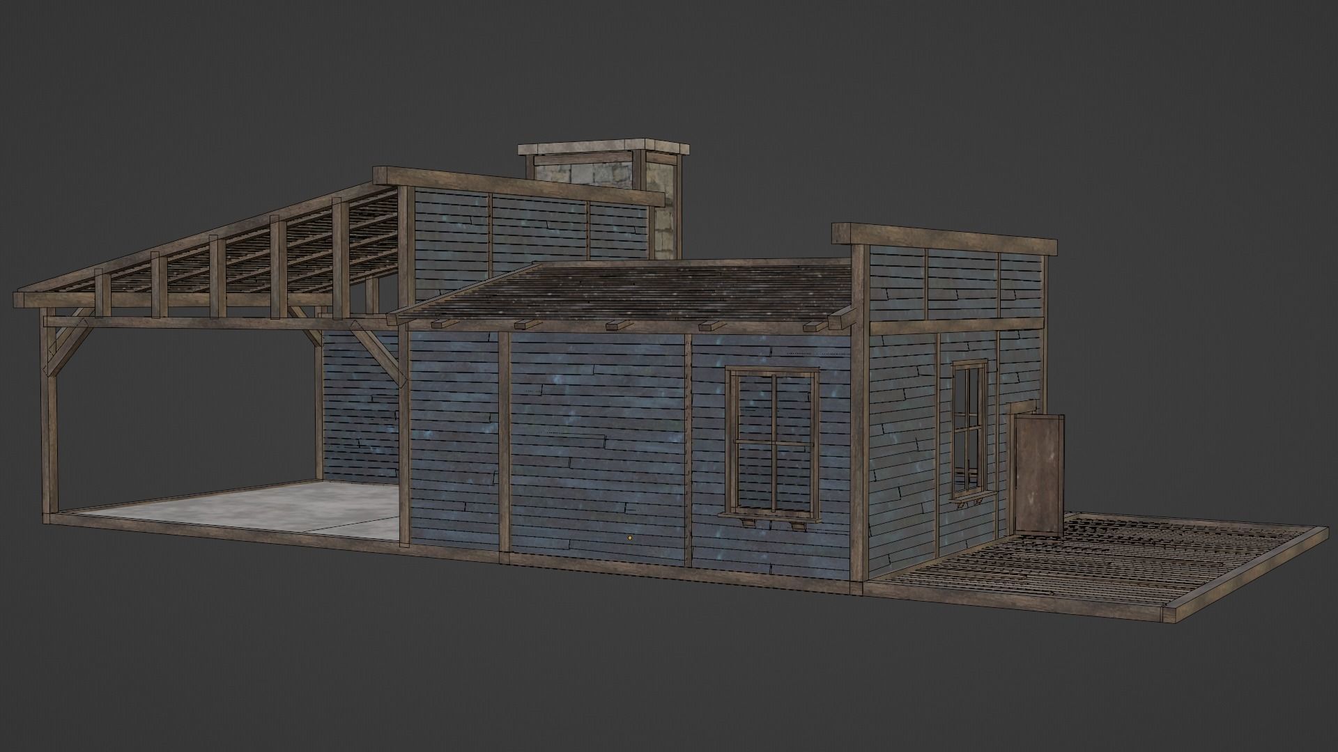 WILD WEST WAREHOUSE WORKSHOP SHED BARN STORAGE COLLECTION Low-poly 3D model_24