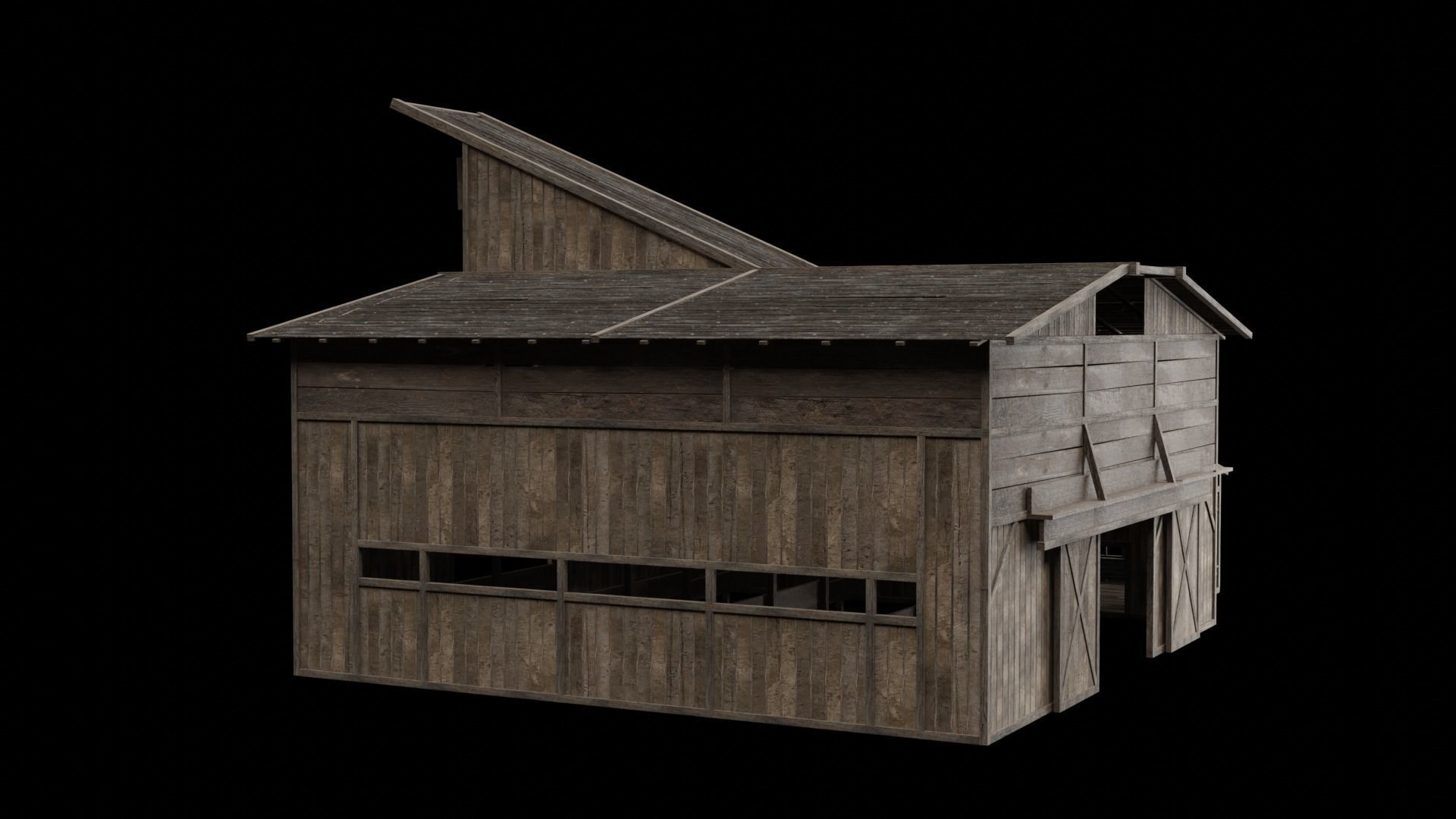 WILD WEST WAREHOUSE WORKSHOP SHED BARN STORAGE COLLECTION Low-poly 3D model_14