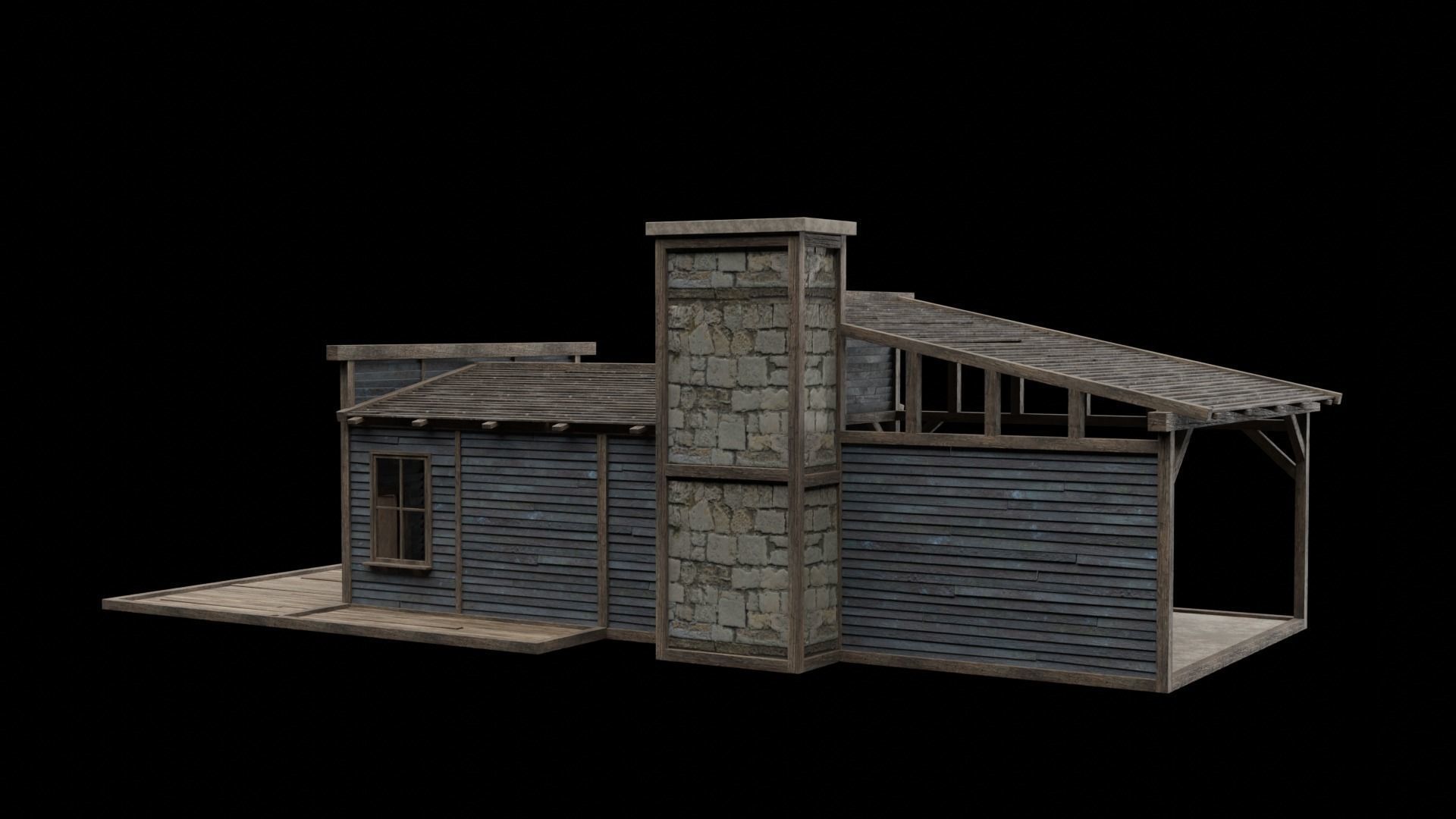 WILD WEST WAREHOUSE WORKSHOP SHED BARN STORAGE COLLECTION Low-poly 3D model_20