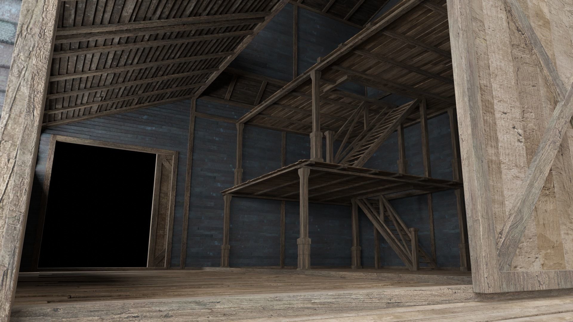WILD WEST WAREHOUSE WORKSHOP SHED BARN STORAGE COLLECTION Low-poly 3D model_45