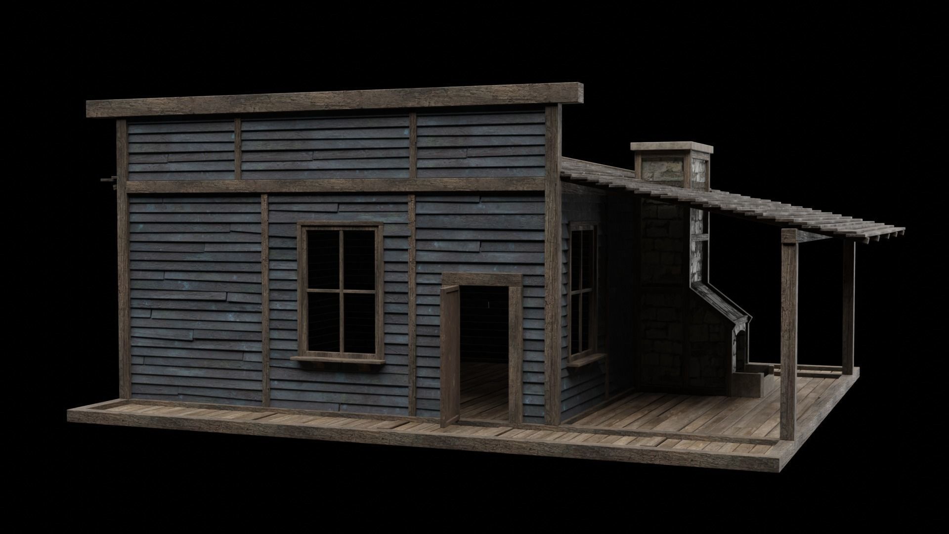 WILD WEST WAREHOUSE WORKSHOP SHED BARN STORAGE COLLECTION Low-poly 3D model_30