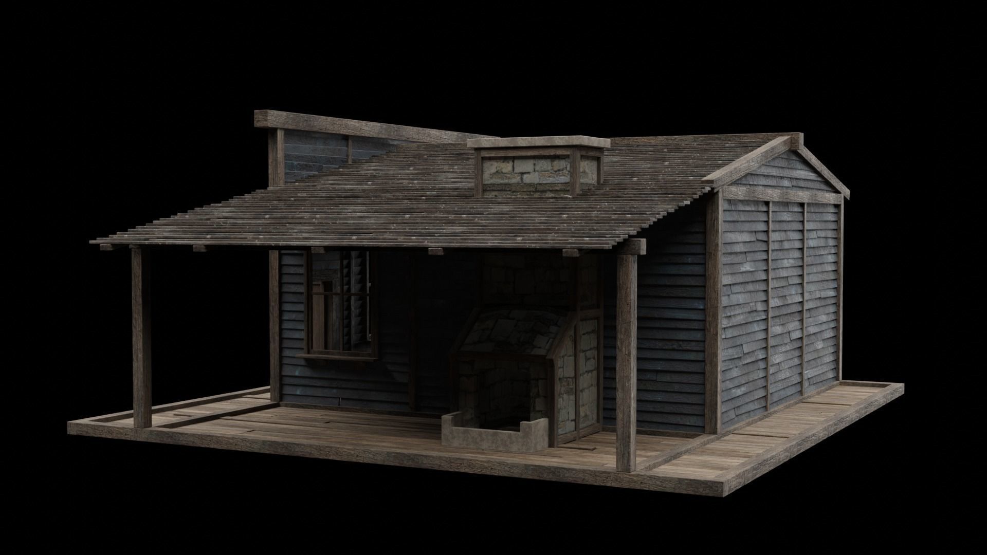 WILD WEST WAREHOUSE WORKSHOP SHED BARN STORAGE COLLECTION Low-poly 3D model_31