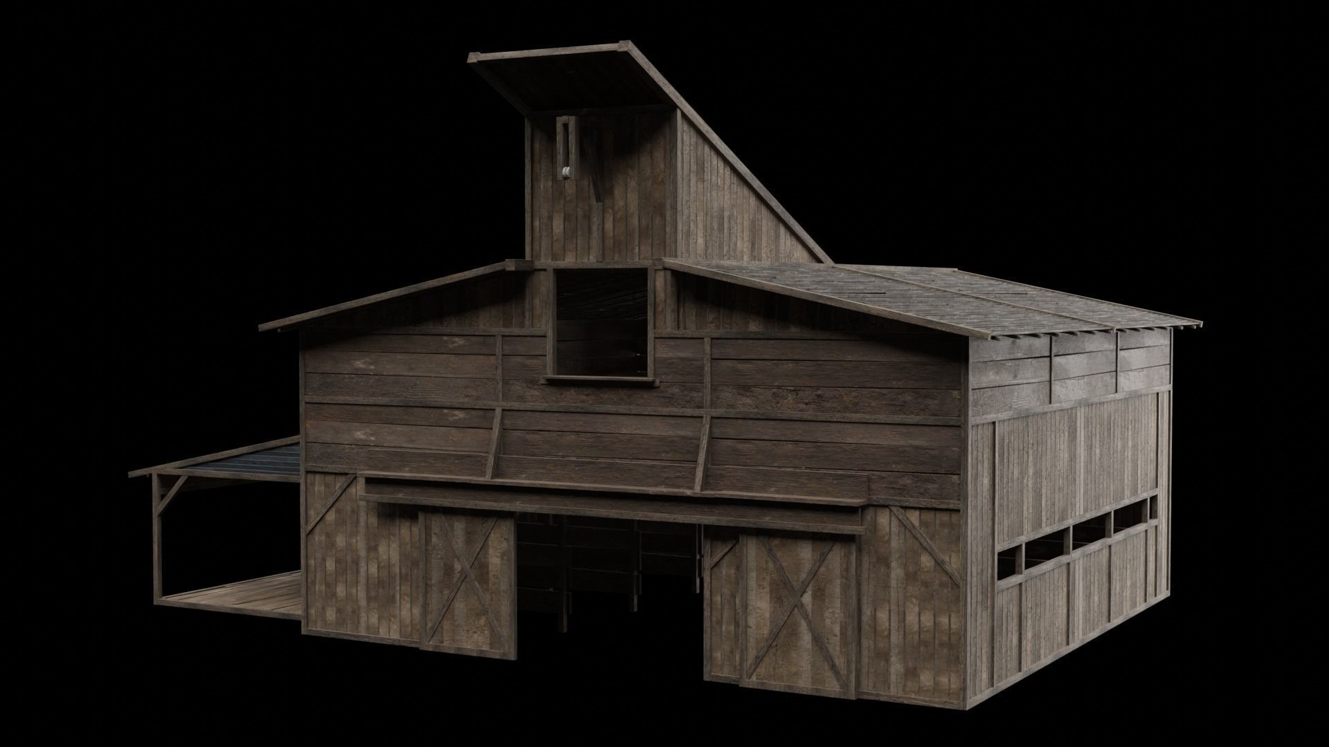 WILD WEST WAREHOUSE WORKSHOP SHED BARN STORAGE COLLECTION Low-poly 3D model_13
