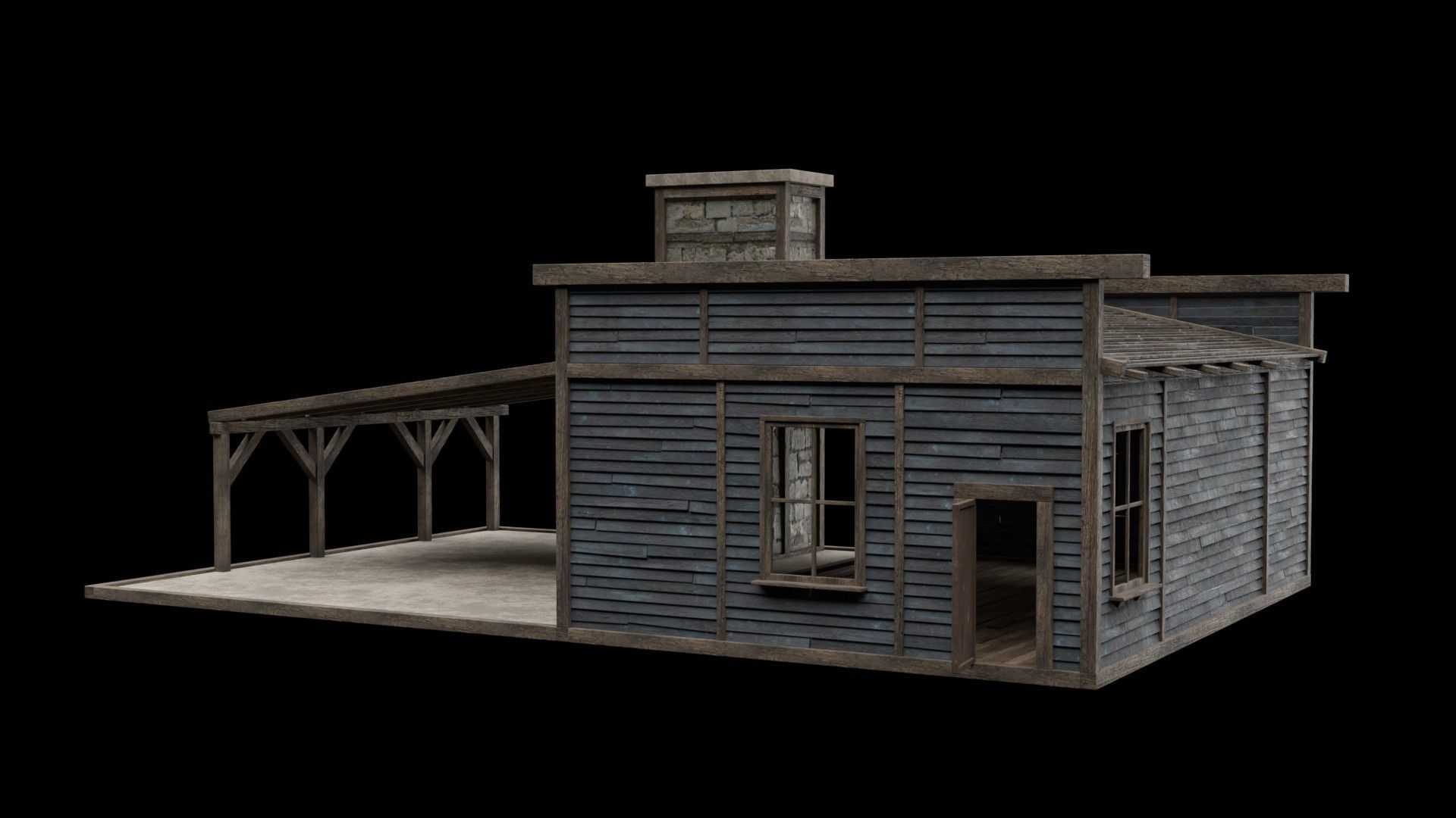 WILD WEST WAREHOUSE WORKSHOP SHED BARN STORAGE COLLECTION Low-poly 3D model_25