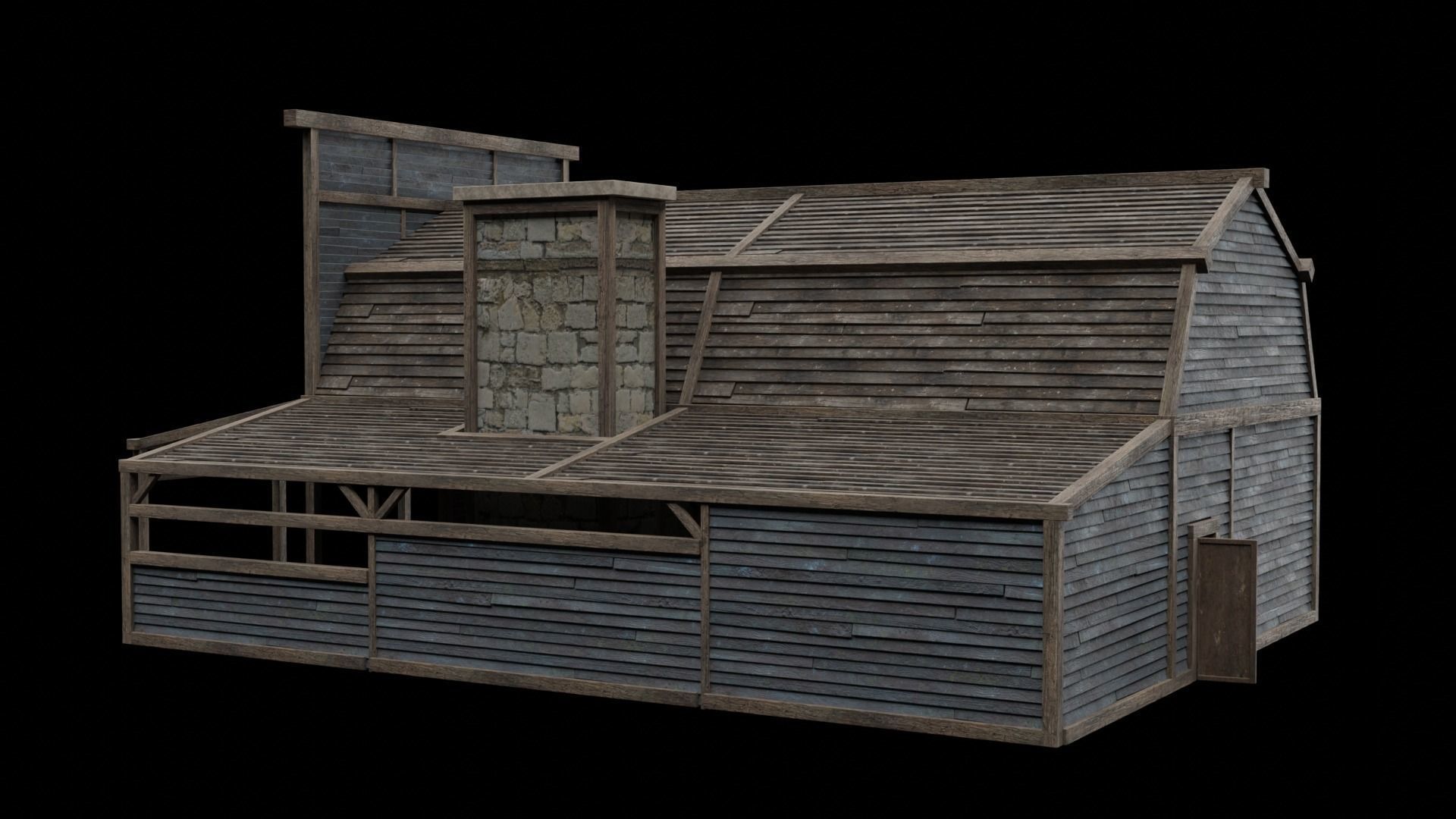WILD WEST WAREHOUSE WORKSHOP SHED BARN STORAGE COLLECTION Low-poly 3D model_36