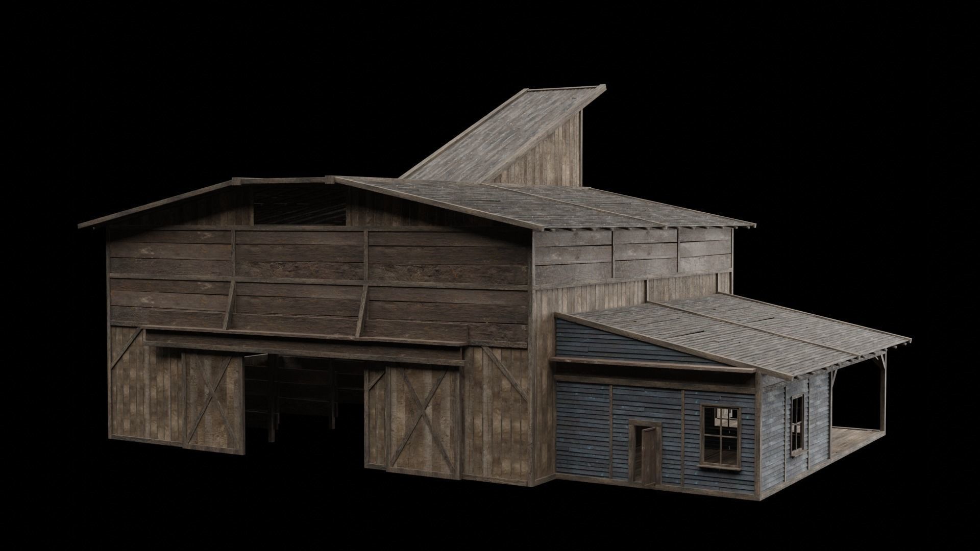 WILD WEST WAREHOUSE WORKSHOP SHED BARN STORAGE COLLECTION Low-poly 3D model_15