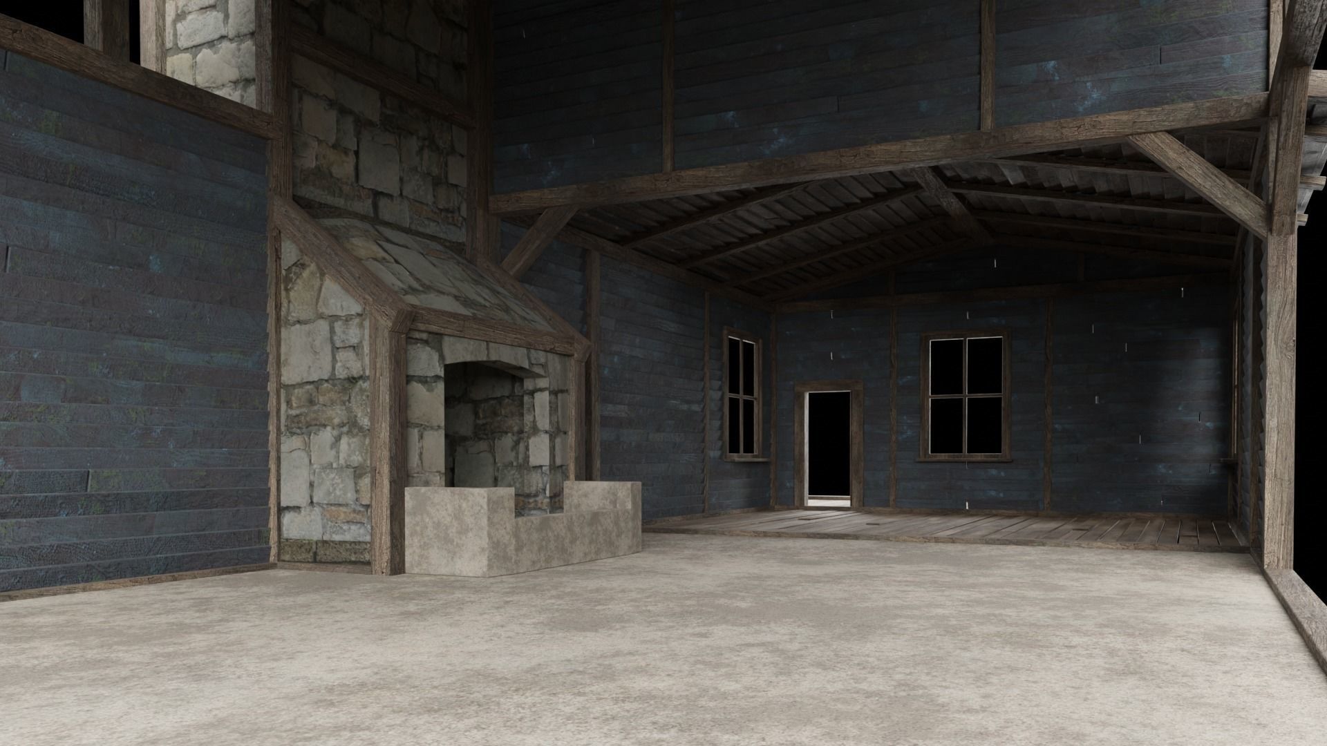 WILD WEST WAREHOUSE WORKSHOP SHED BARN STORAGE COLLECTION Low-poly 3D model_23