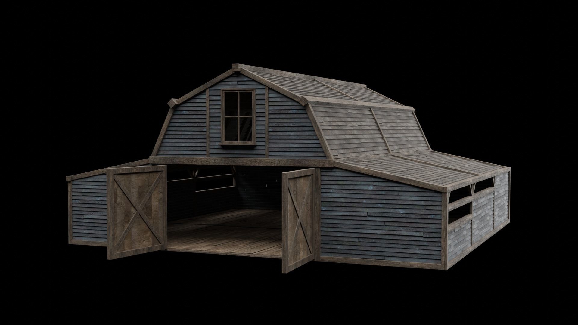 WILD WEST WAREHOUSE WORKSHOP SHED BARN STORAGE COLLECTION Low-poly 3D model_1