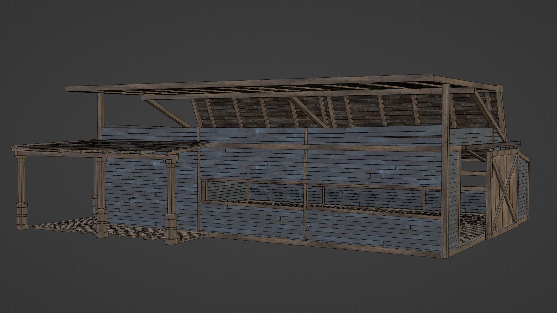 WILD WEST WAREHOUSE WORKSHOP SHED BARN STORAGE COLLECTION Low-poly 3D model_52