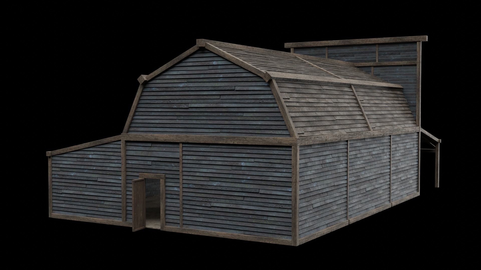 WILD WEST WAREHOUSE WORKSHOP SHED BARN STORAGE COLLECTION Low-poly 3D model_37