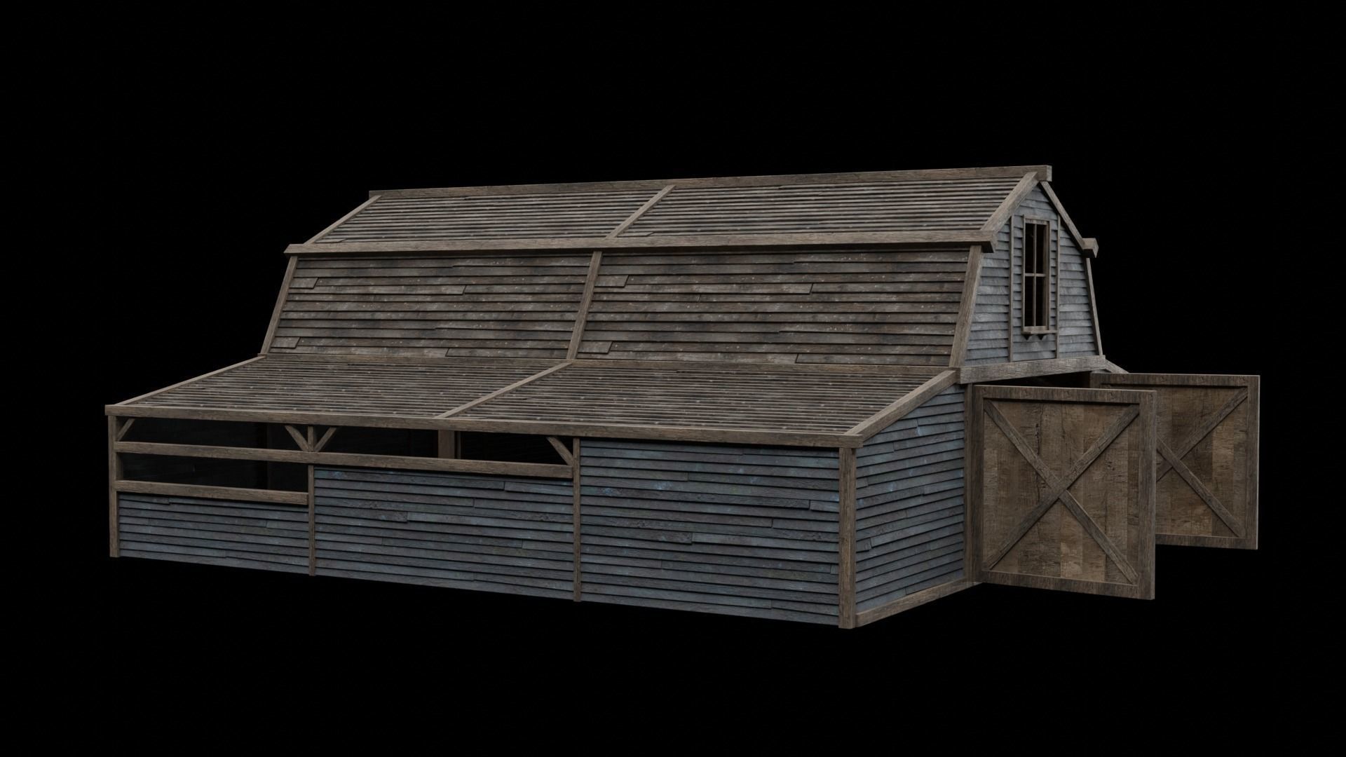 WILD WEST WAREHOUSE WORKSHOP SHED BARN STORAGE COLLECTION Low-poly 3D model_4