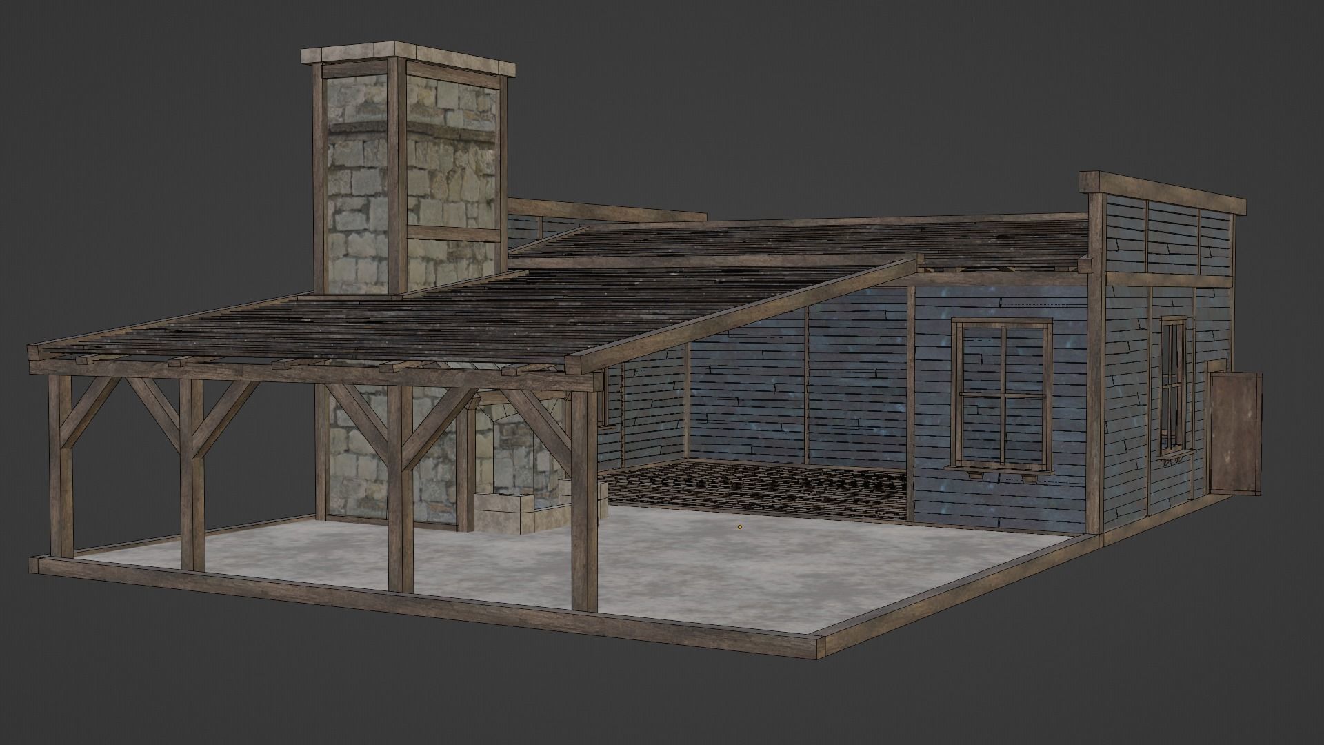 WILD WEST WAREHOUSE WORKSHOP SHED BARN STORAGE COLLECTION Low-poly 3D model_29
