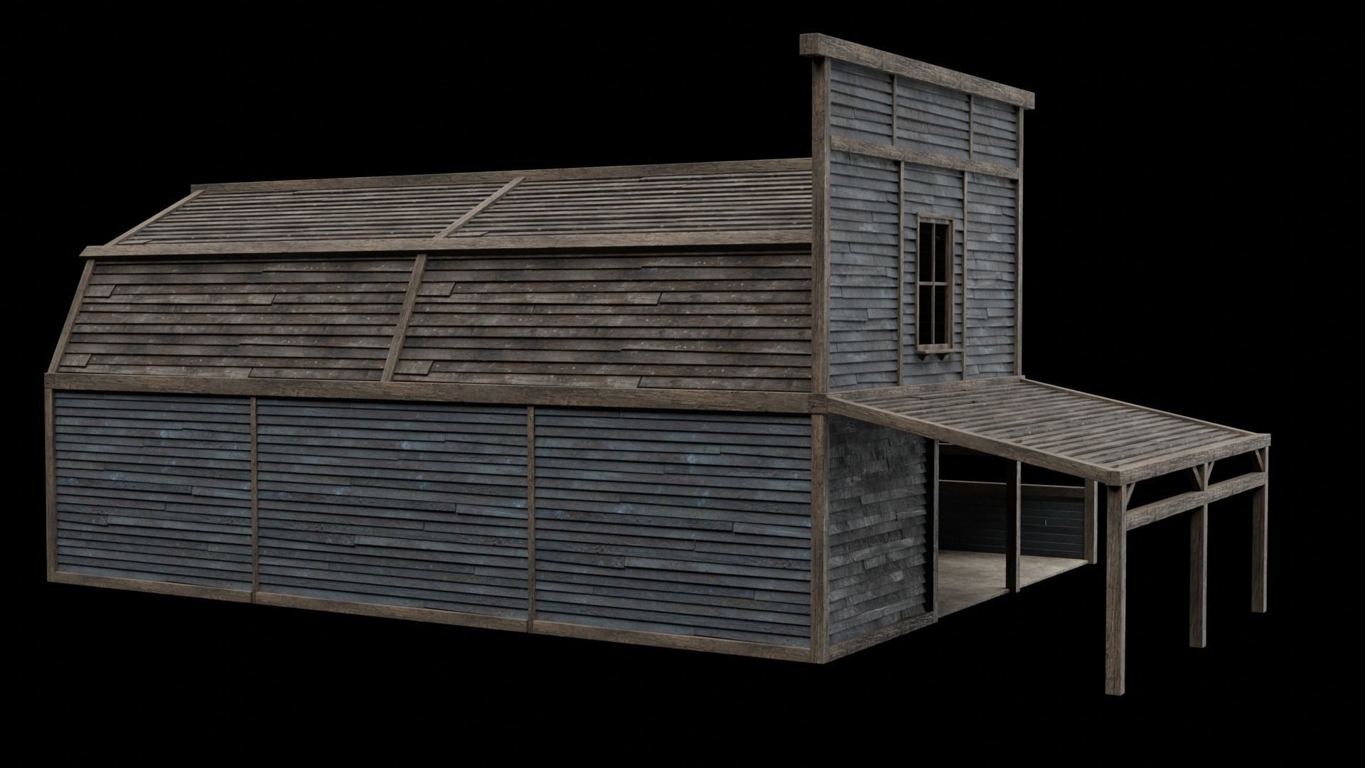 WILD WEST WAREHOUSE WORKSHOP SHED BARN STORAGE COLLECTION Low-poly 3D model_38