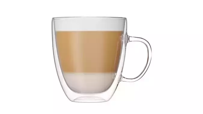 Caffe Latte Coffee Glass Cup Mug with Handle