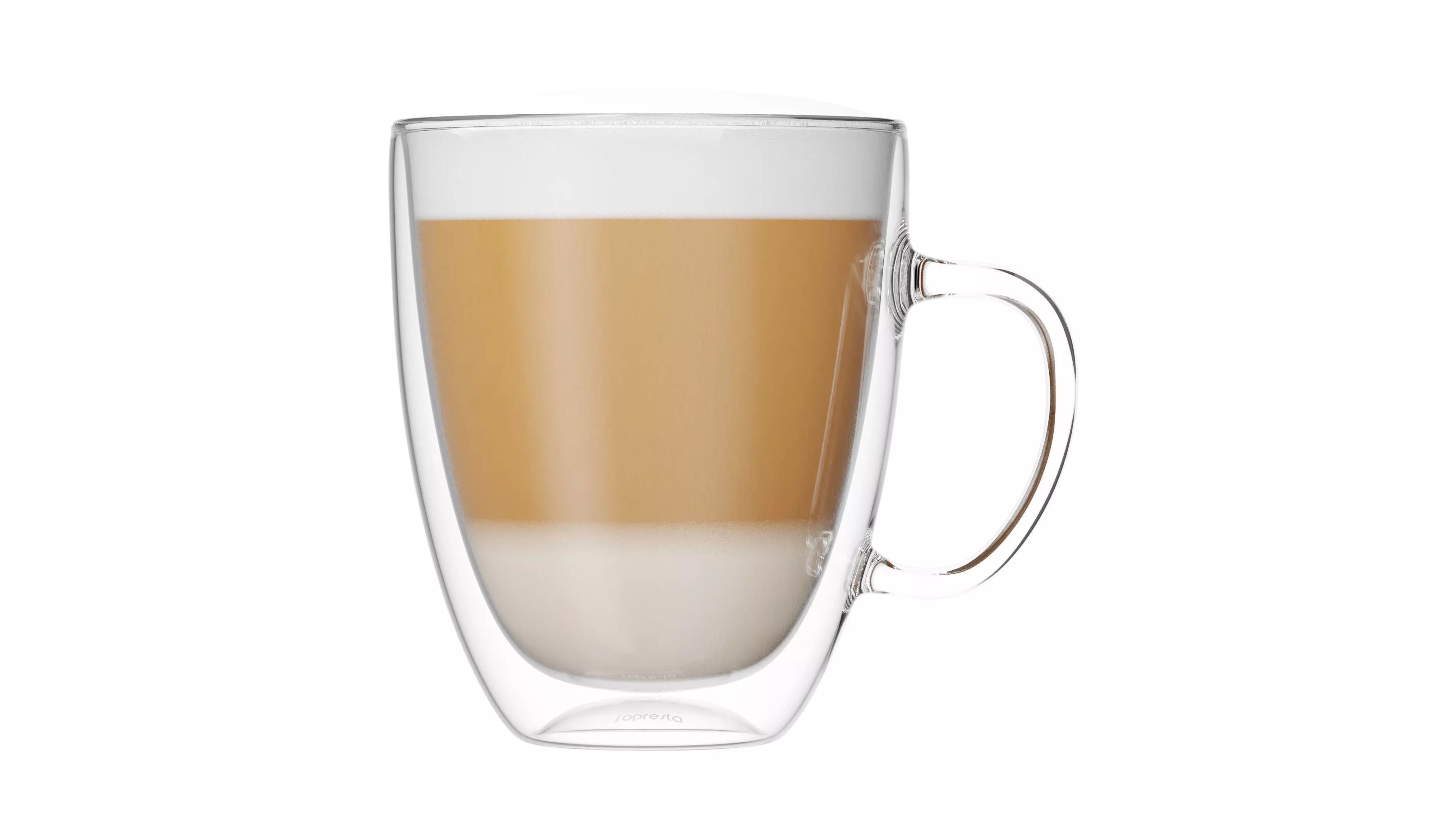Caffe Latte Coffee Glass Cup Mug with Handle 3D model_0