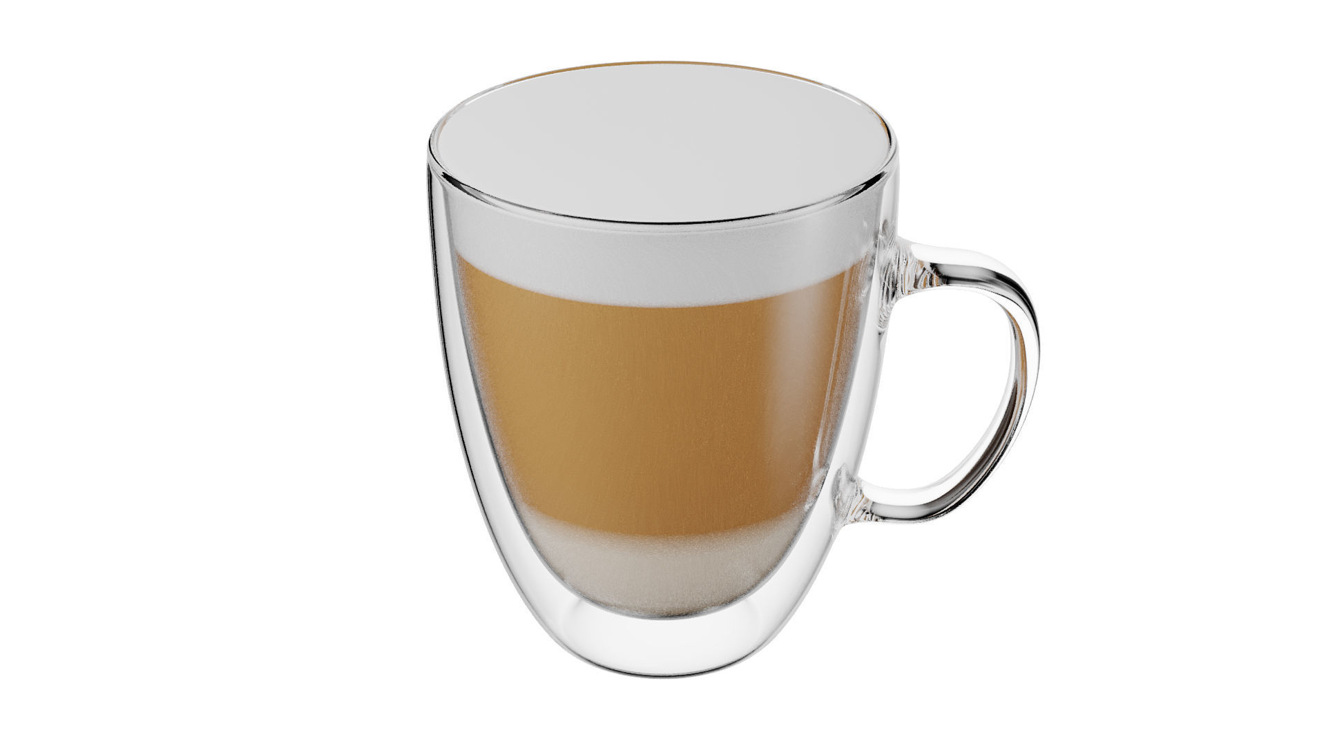 Caffe Latte Coffee Glass Cup Mug with Handle 3D model_1