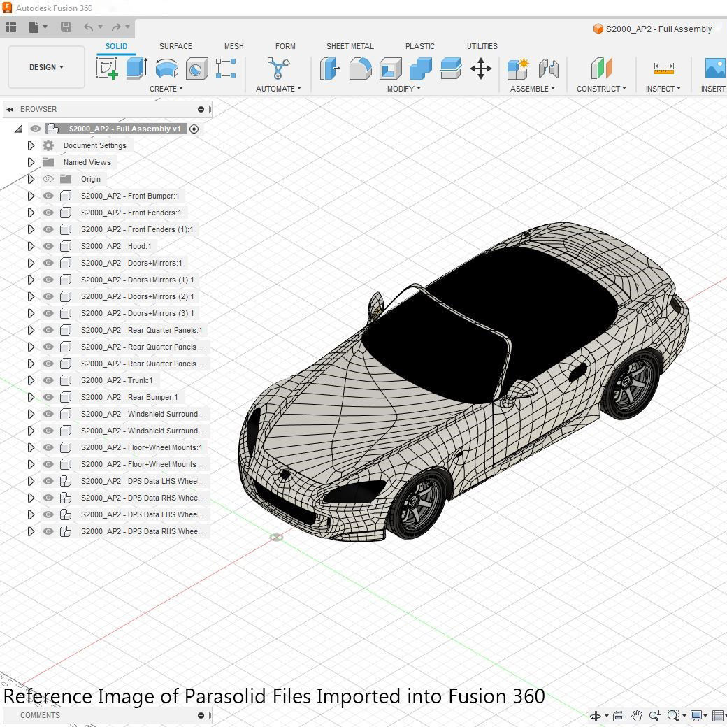 S2000 AP2 Rear Bumper Exterior Surface Model - 3D Laser-Scanned 3D model_6