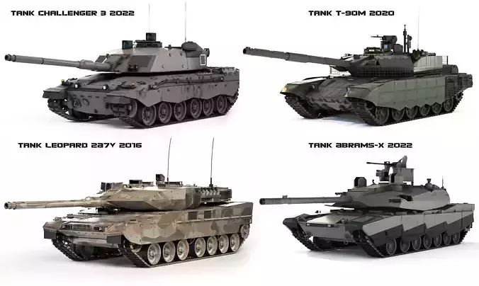 Collection of modern models of main battle tanks 
