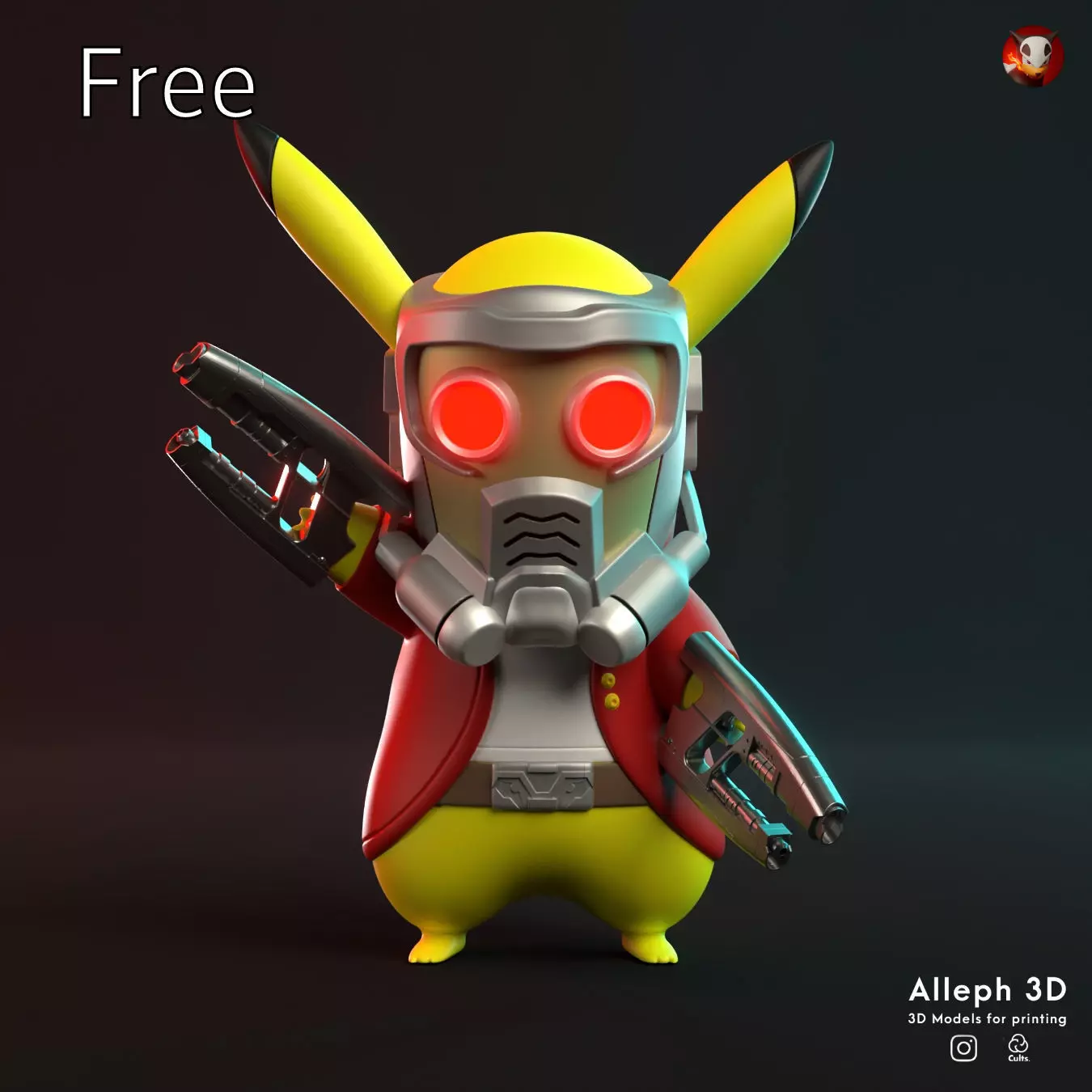 FREE POKEMON PIKACHU COSPLAY STAR LORD Free 3D print model