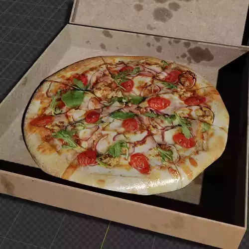 LOW POLY Pizza and Box 3D model