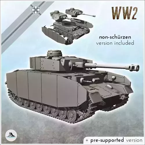 Panzer IV Ausf H - Germany Front Normandy German WWII 3D print model