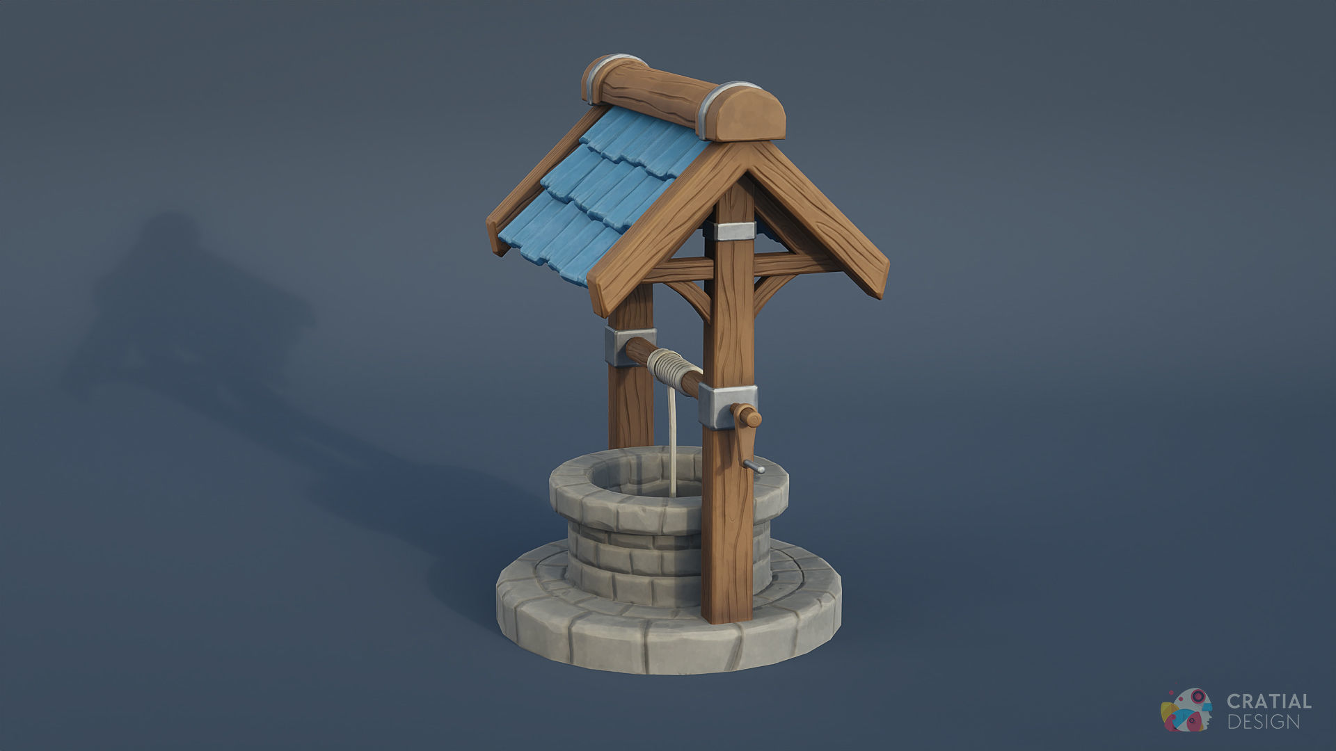 Stylized Well Low-poly 3D model_2