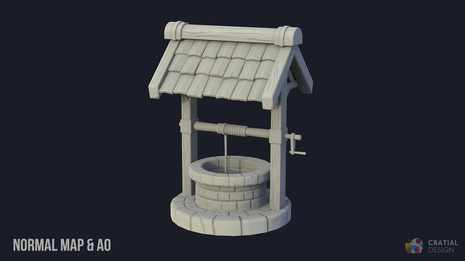 Stylized Well Low-poly 3D model_10