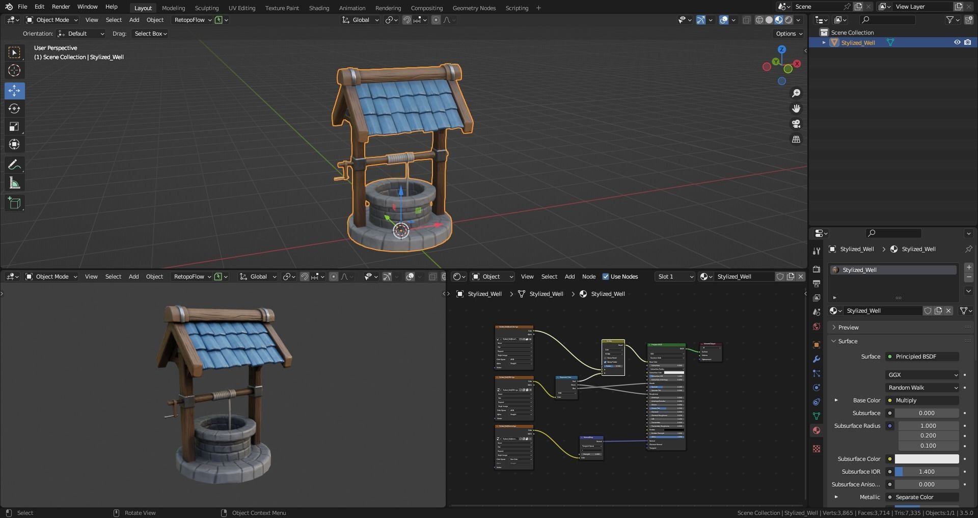 Stylized Well Low-poly 3D model_12