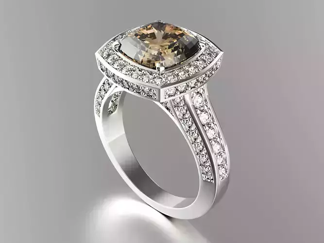 Wedding Engagement Ring with Gemstone Set 0091 STL 3dm FBX