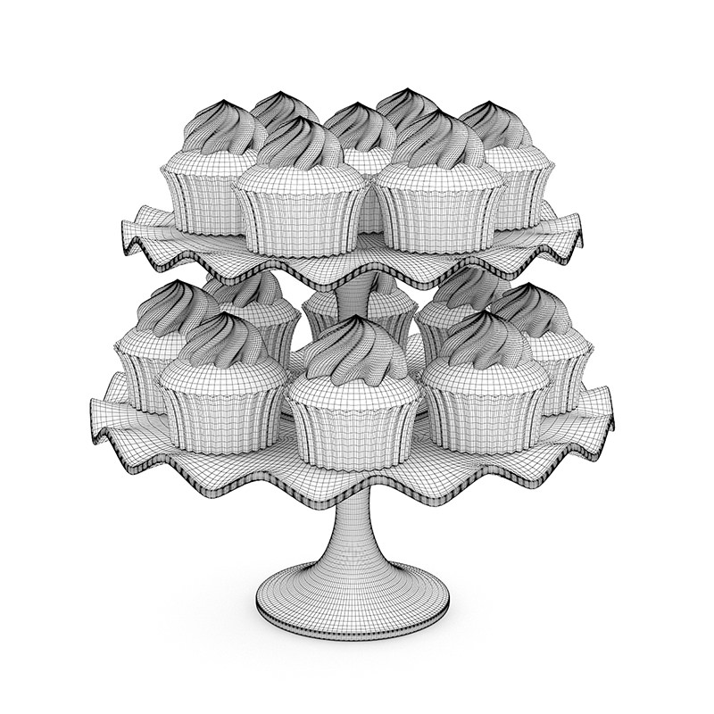 Muffins on Plate 3D model_3