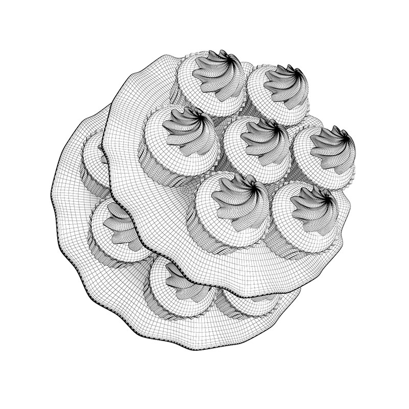 Muffins on Plate 3D model_1