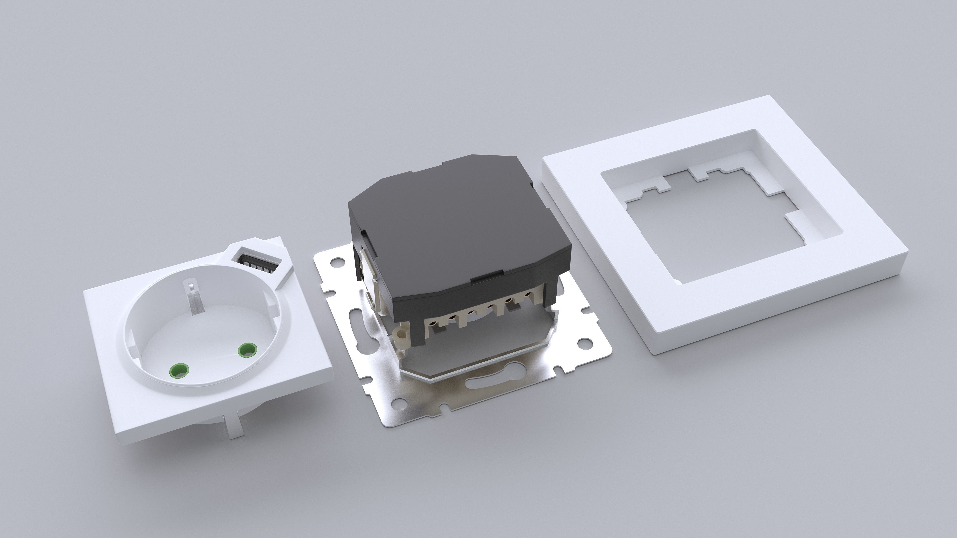 Lezard power socket with usb ports  3D model_2