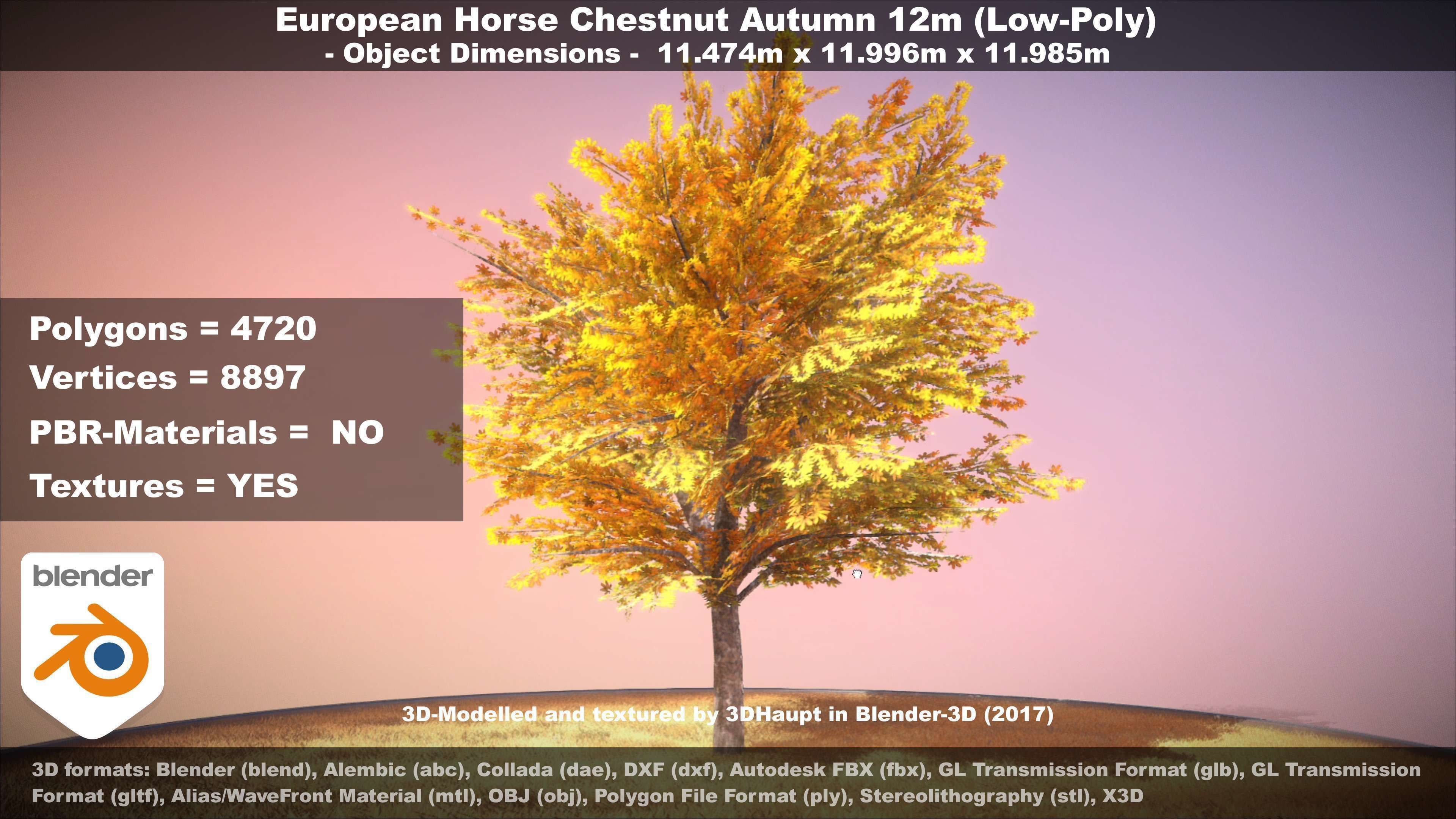 European horse chestnut 12m all seasons 3D Model Collection_50