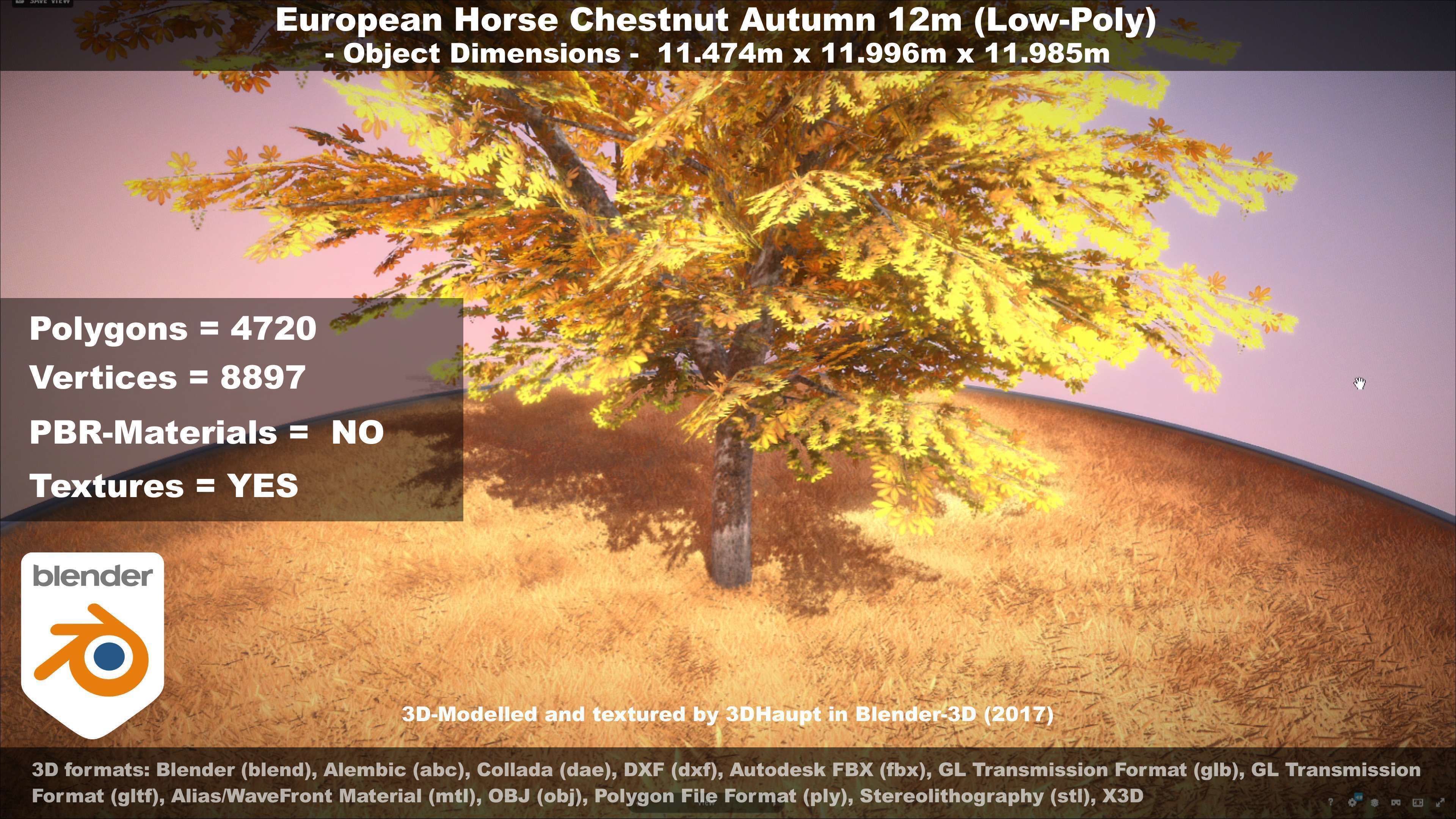 European horse chestnut 12m all seasons 3D Model Collection_46