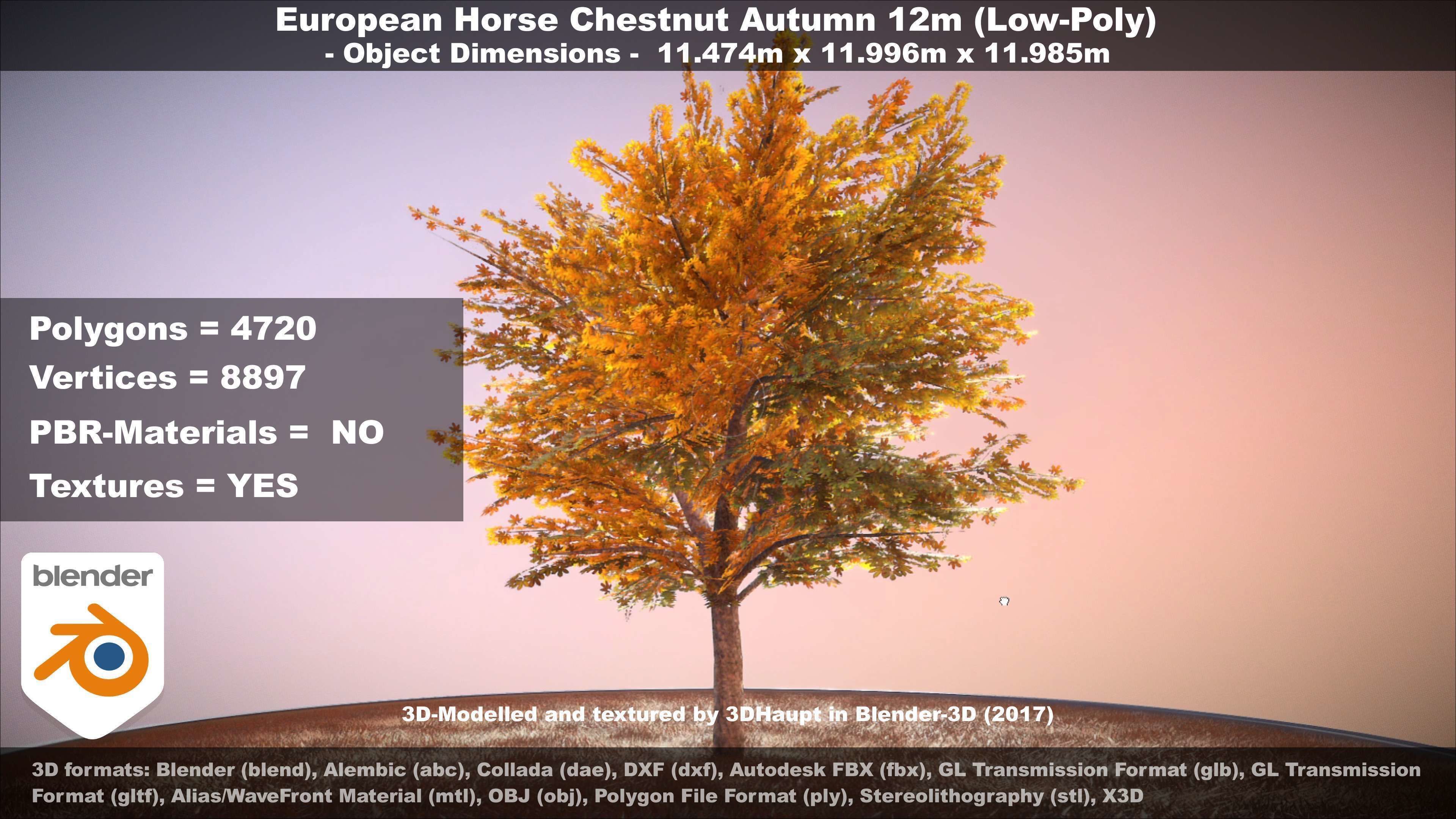 European horse chestnut 12m all seasons 3D Model Collection_45