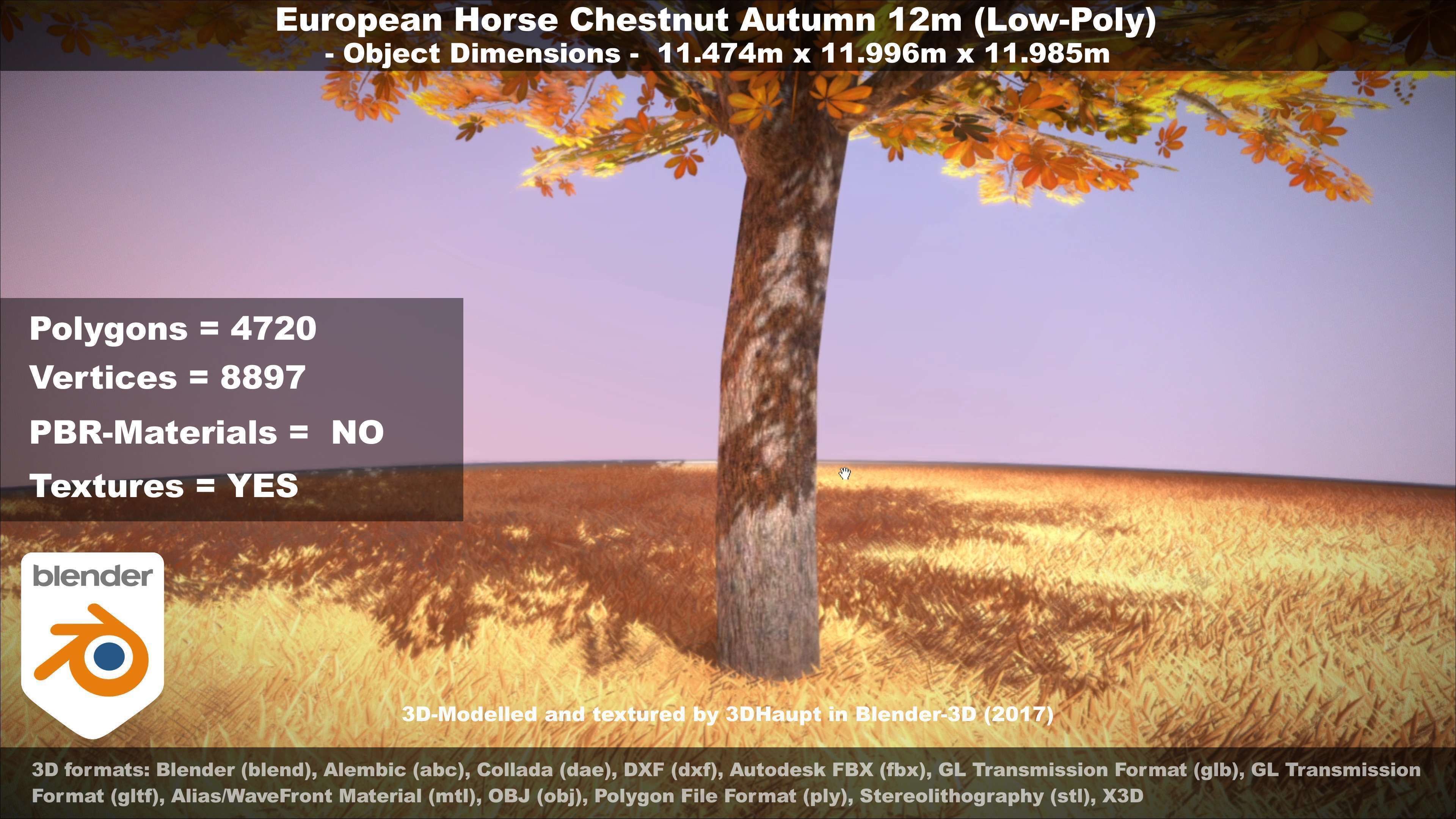 European horse chestnut 12m all seasons 3D Model Collection_40