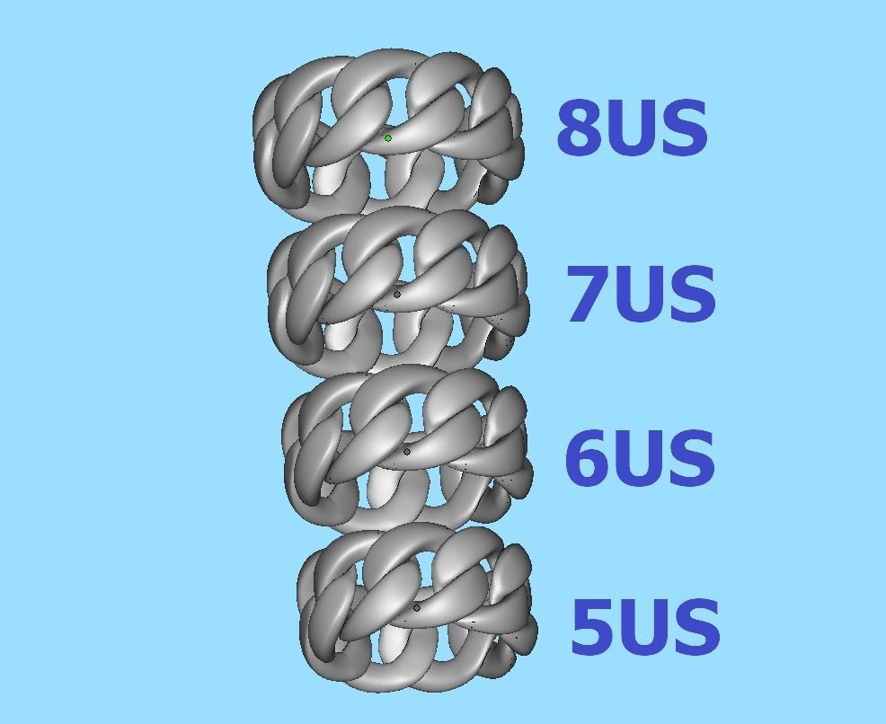 Heavy Cuban Chain Ring Miami Cuban Ring 3dmodel 5-8US sizes 3D print model_16