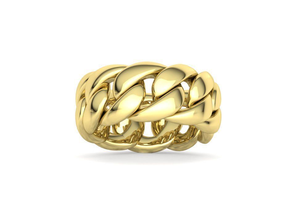 Heavy Cuban Chain Ring Miami Cuban Ring 3dmodel 5-8US sizes 3D print model_6