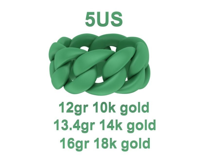 Heavy Cuban Chain Ring Miami Cuban Ring 3dmodel 5-8US sizes 3D print model_18