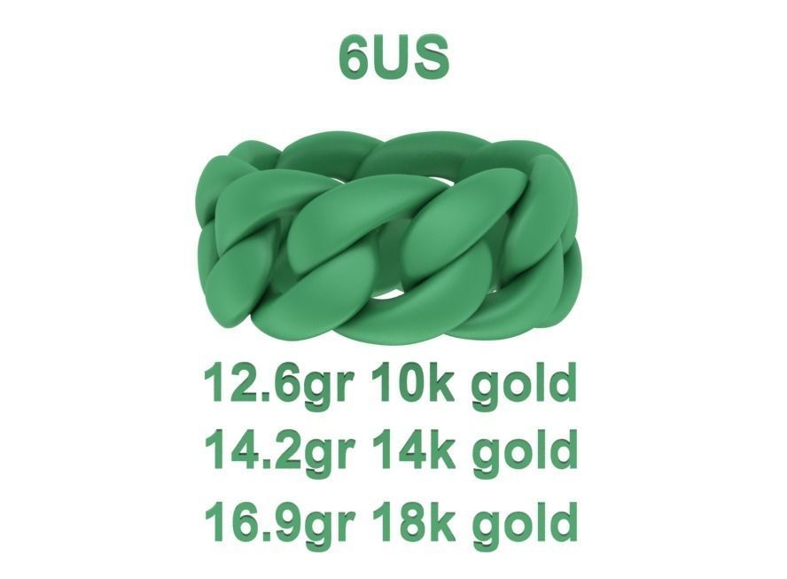 Heavy Cuban Chain Ring Miami Cuban Ring 3dmodel 5-8US sizes 3D print model_19