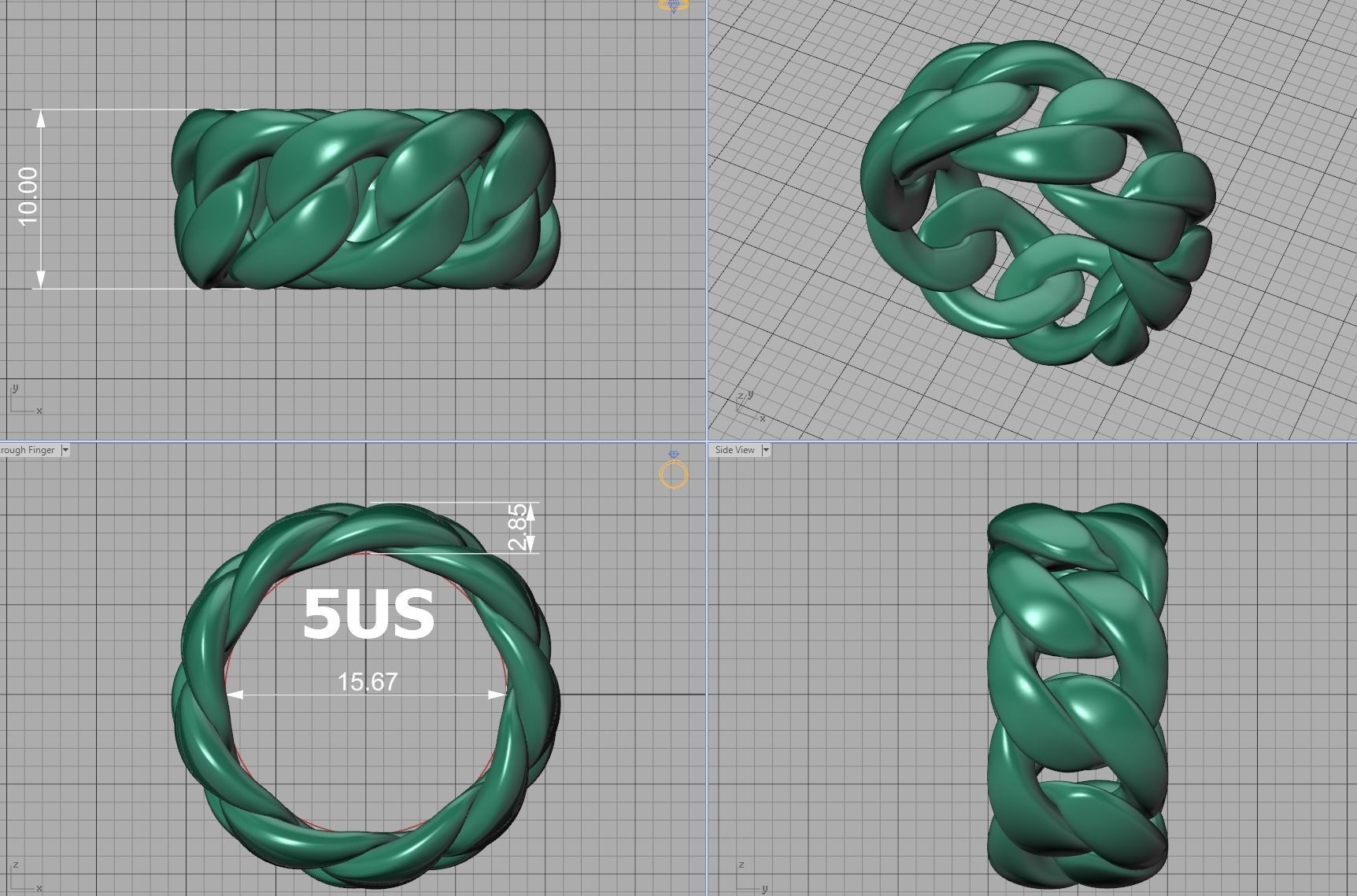 Heavy Cuban Chain Ring Miami Cuban Ring 3dmodel 5-8US sizes 3D print model_8