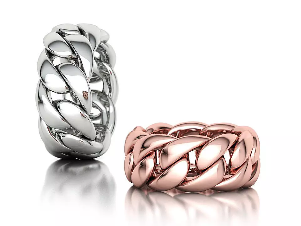 Heavy Cuban Chain Ring Miami Cuban Ring 3dmodel 5-8US sizes 3D print model_0