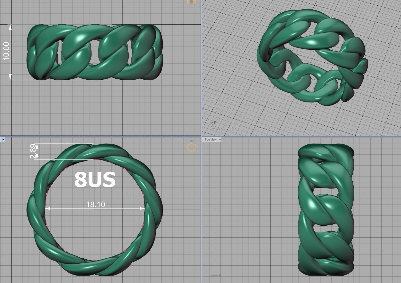 Heavy Cuban Chain Ring Miami Cuban Ring 3dmodel 5-8US sizes 3D print model_14